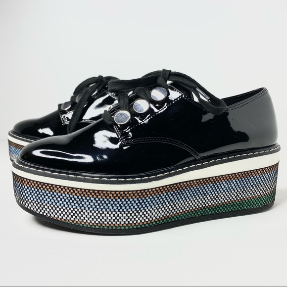 Zara Zapato Plan Patent Platform Weave Shoes